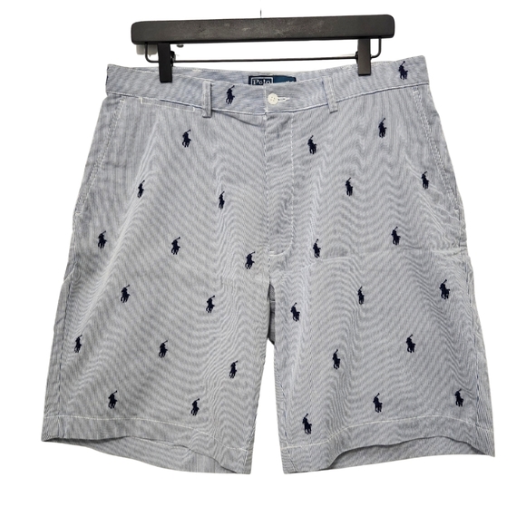 POLO by Ralph Lauren Men's 9 inch Classic Fit Blue Striped Shorts - Picture 3 of 6